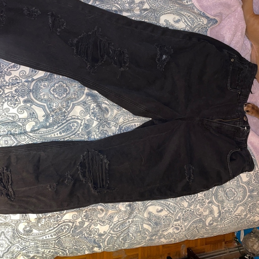 Brand new never worn size 10short black ripped mom jeans from American eagle